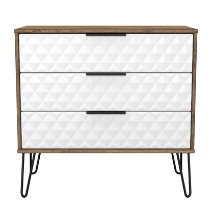 Harlequin Chest of Drawers White & Oak 3 Drawers 77cm