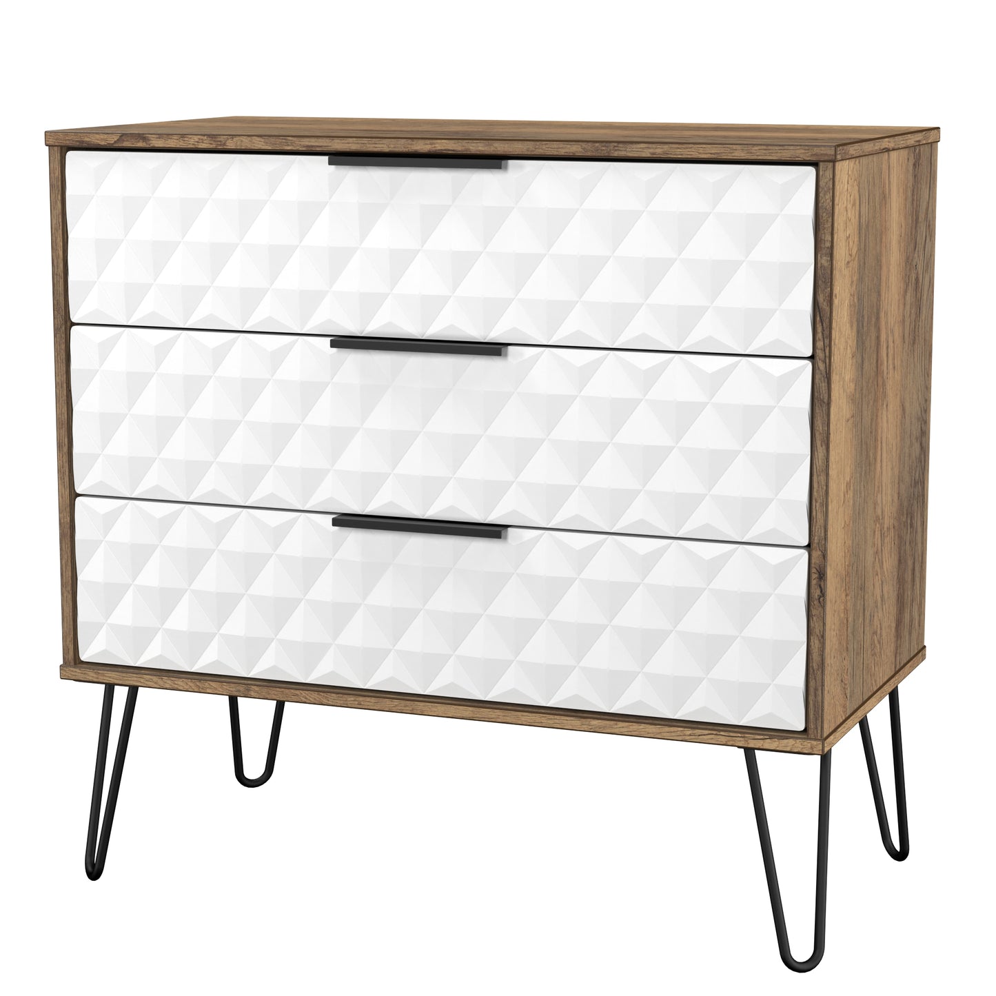 Harlequin Chest of Drawers White & Oak 3 Drawers 77cm