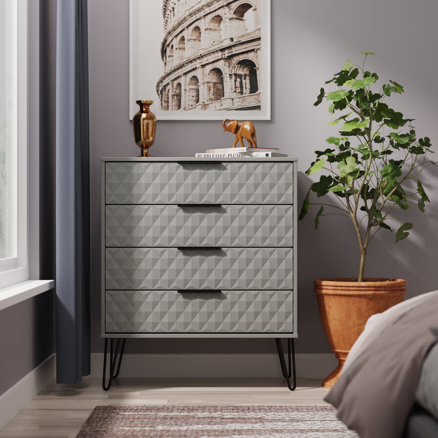 Harlequin Chest of Drawers Grey 4 Drawers 93cm
