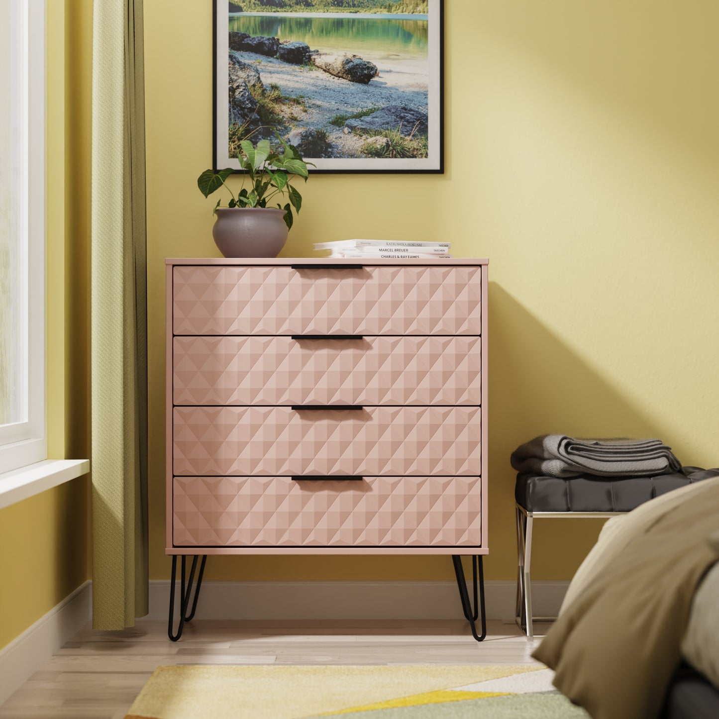 Harlequin Chest of Drawers Pink 4 Drawers 93cm