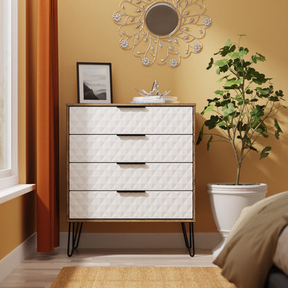 Harlequin Chest of Drawers White & Oak 4 Drawers 93cm