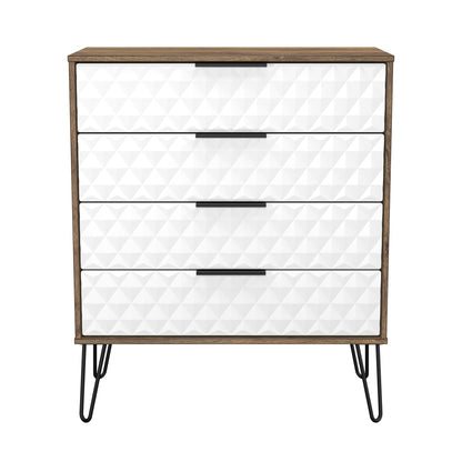 Harlequin Chest of Drawers White & Oak 4 Drawers 93cm