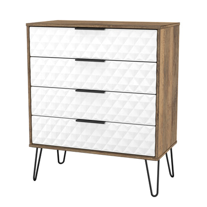 Harlequin Chest of Drawers White & Oak 4 Drawers 93cm