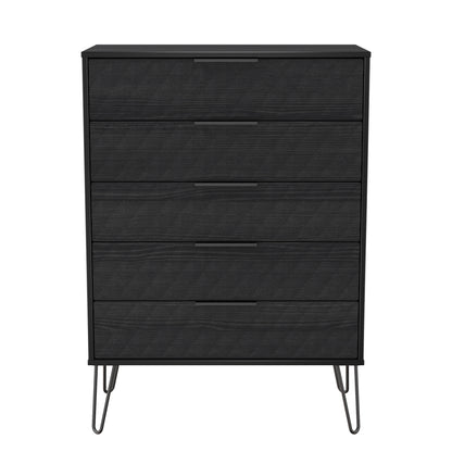 Harlequin Tall Chest of Drawers Black 5 Drawers 109cm