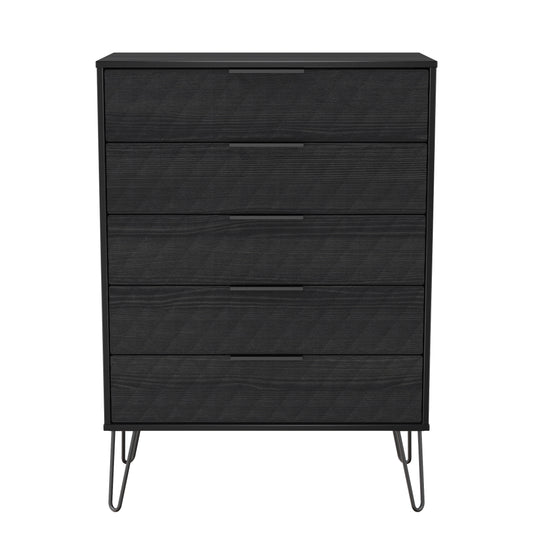 Harlequin Tall Chest of Drawers Black 5 Drawers 109cm