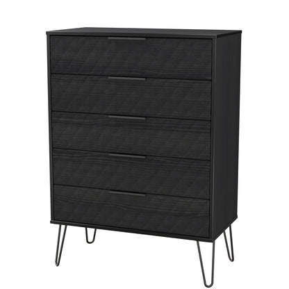 Harlequin Tall Chest of Drawers Black 5 Drawers 109cm