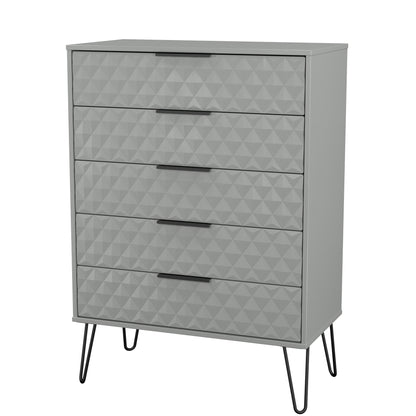 Harlequin Tall Chest of Drawers Grey 5 Drawers 109cm