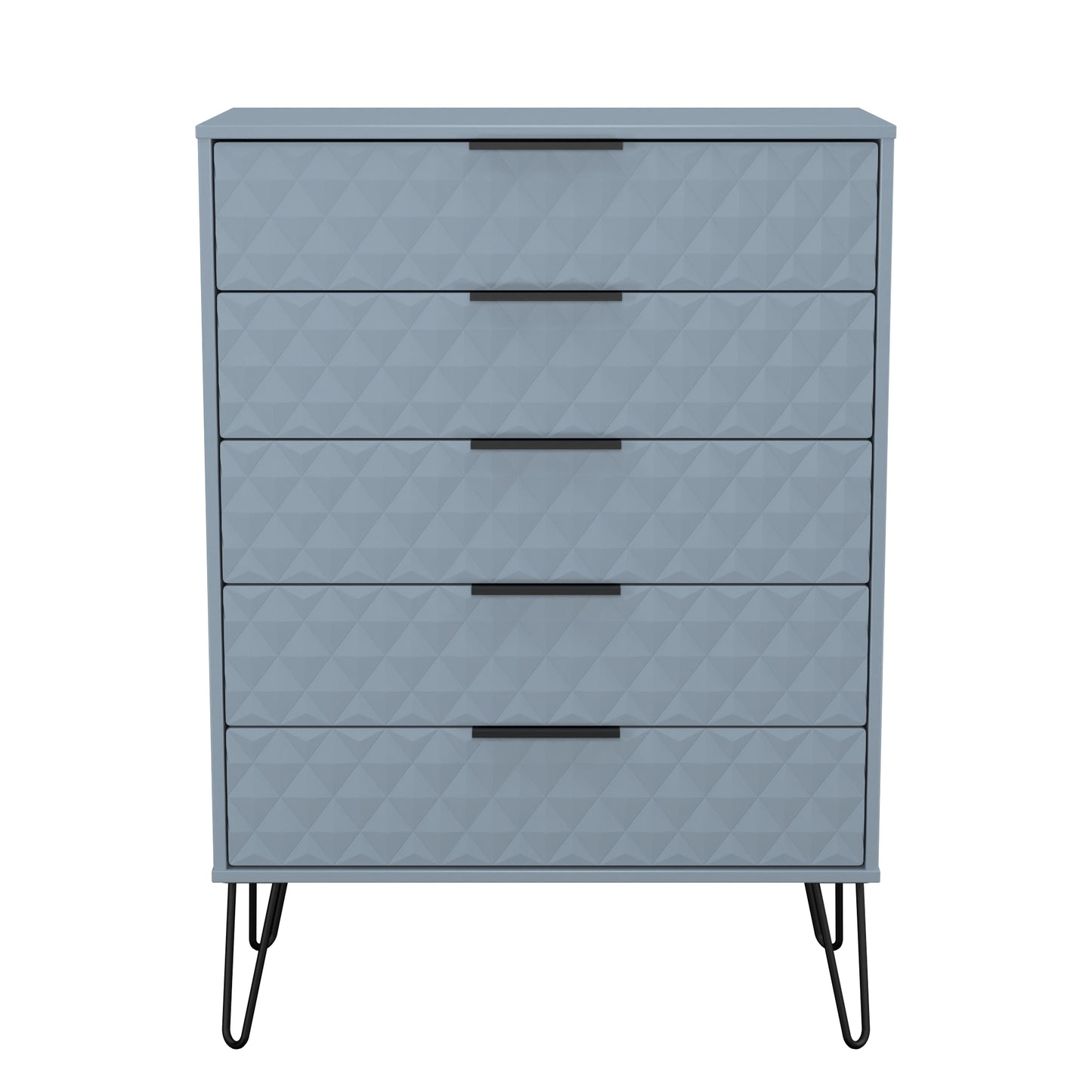 Harlequin Tall Chest of Drawers Light Blue 5 Drawers 109cm
