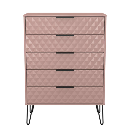 Harlequin Tall Chest of Drawers Pink 5 Drawers 109cm