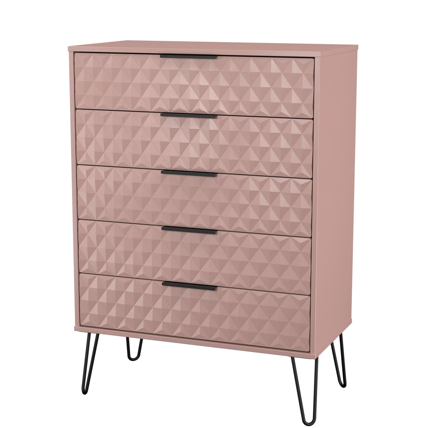 Harlequin Tall Chest of Drawers Pink 5 Drawers 109cm