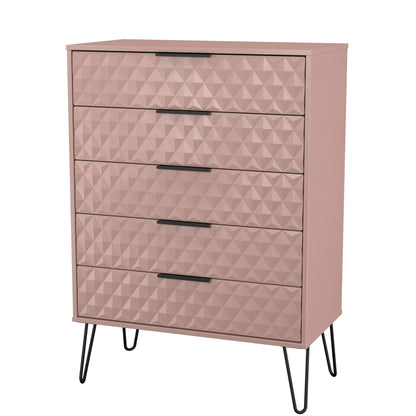 Harlequin Tall Chest of Drawers Pink 5 Drawers 109cm