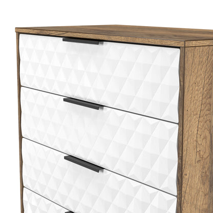 Harlequin Tall Chest of Drawers White & Oak 5 Drawers 109cm