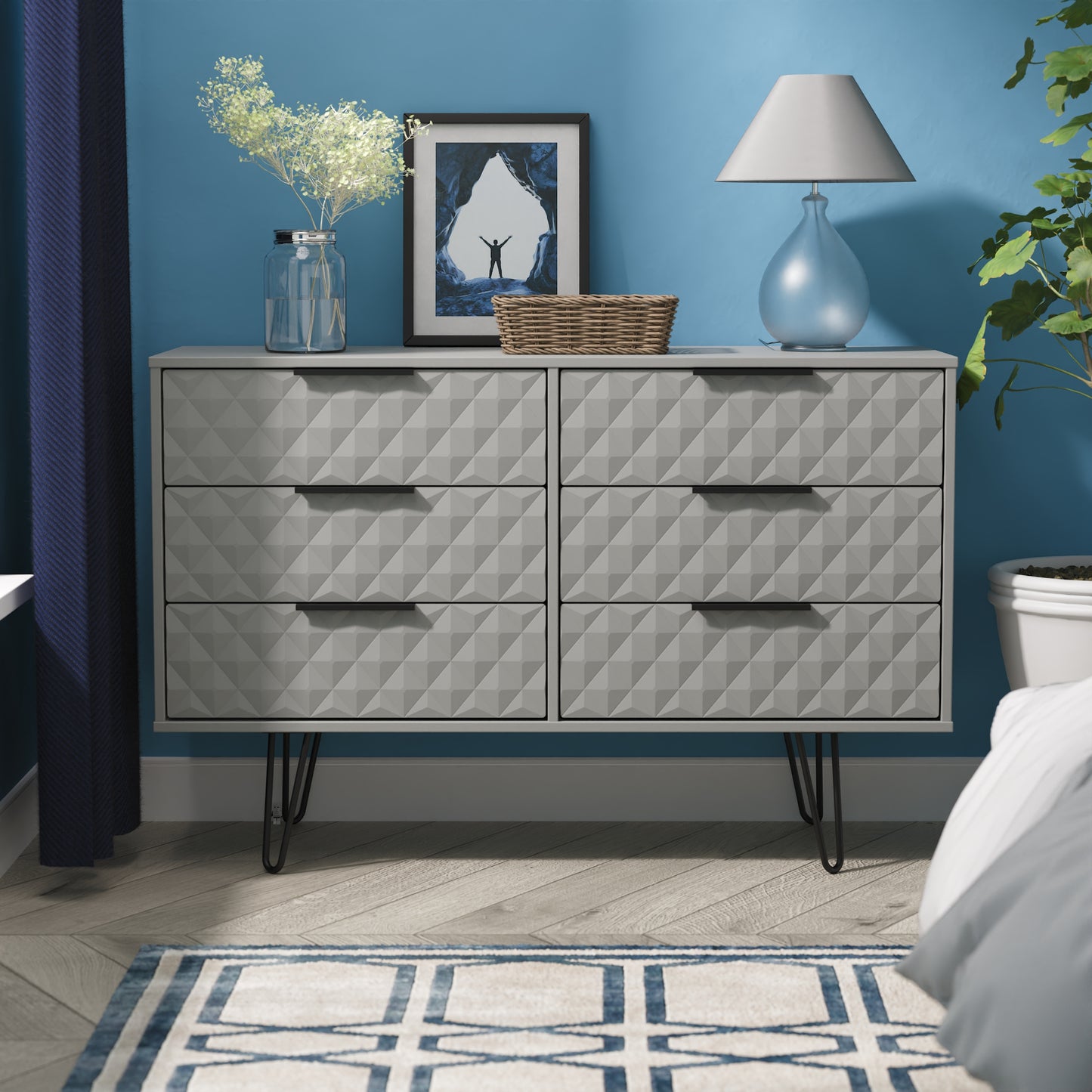 Harlequin Large Chest of Drawers Grey 6 Drawers 115cm