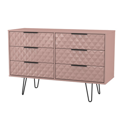 Harlequin Large Chest of Drawers Pink 6 Drawers 115cm