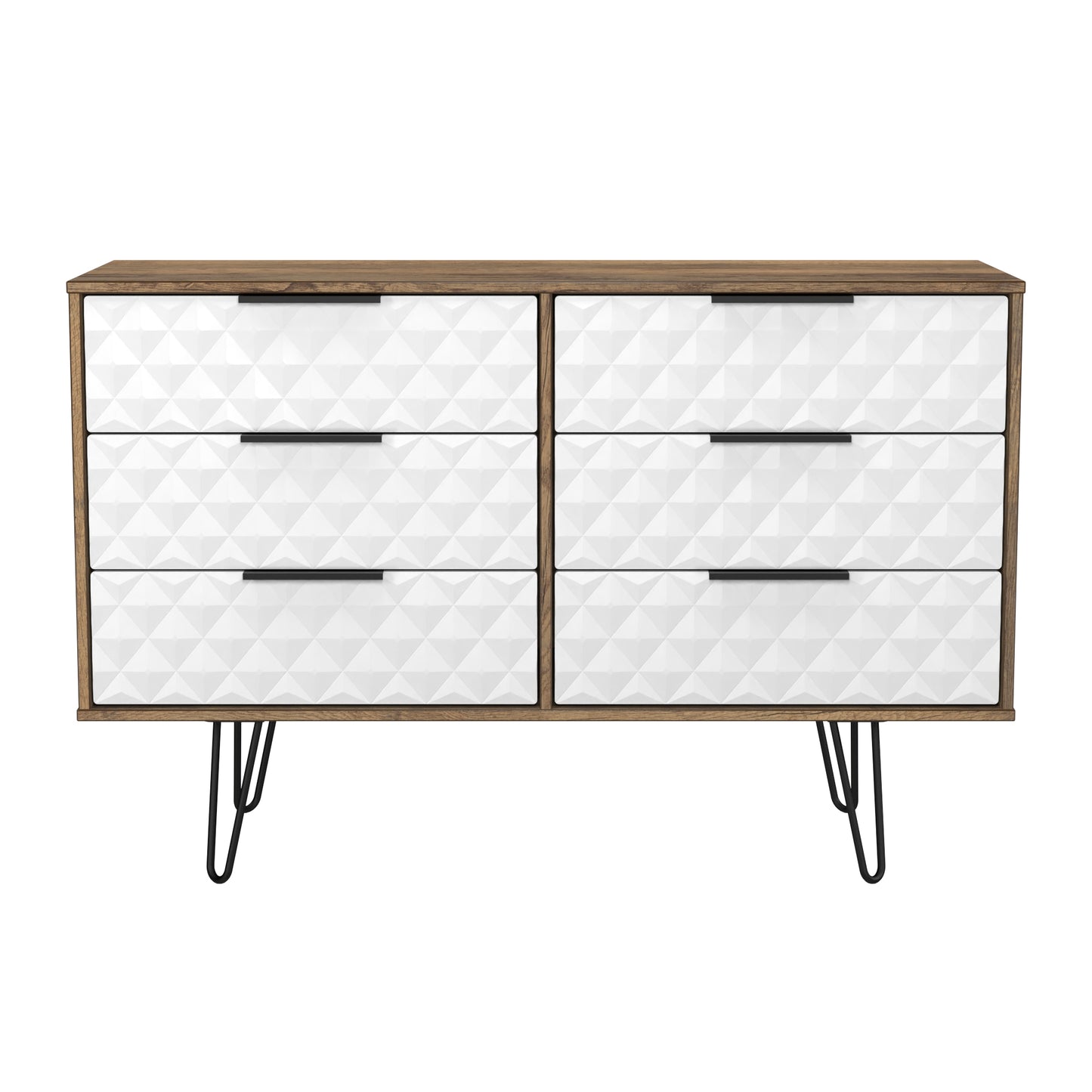 Harlequin Large Chest of Drawers White & Oak 6 Drawers 115cm