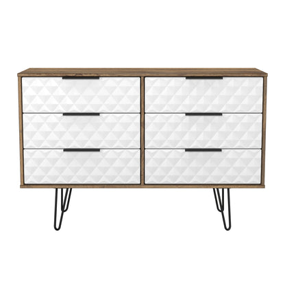 Harlequin Large Chest of Drawers White & Oak 6 Drawers 115cm