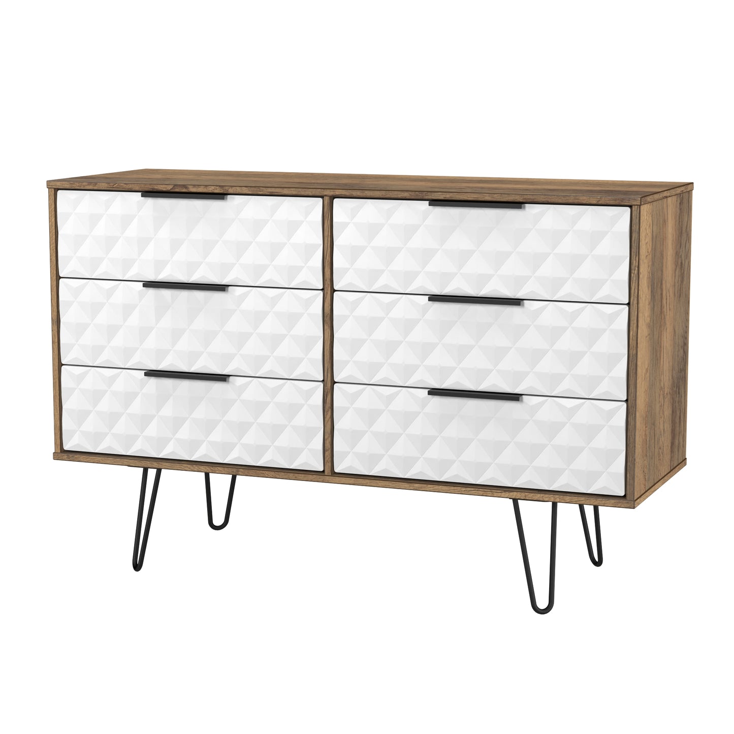 Harlequin Large Chest of Drawers White & Oak 6 Drawers 115cm