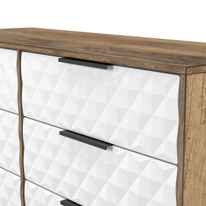 Harlequin Large Chest of Drawers White & Oak 6 Drawers 115cm