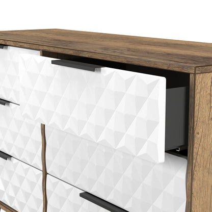 Harlequin Large Chest of Drawers White & Oak 6 Drawers 115cm
