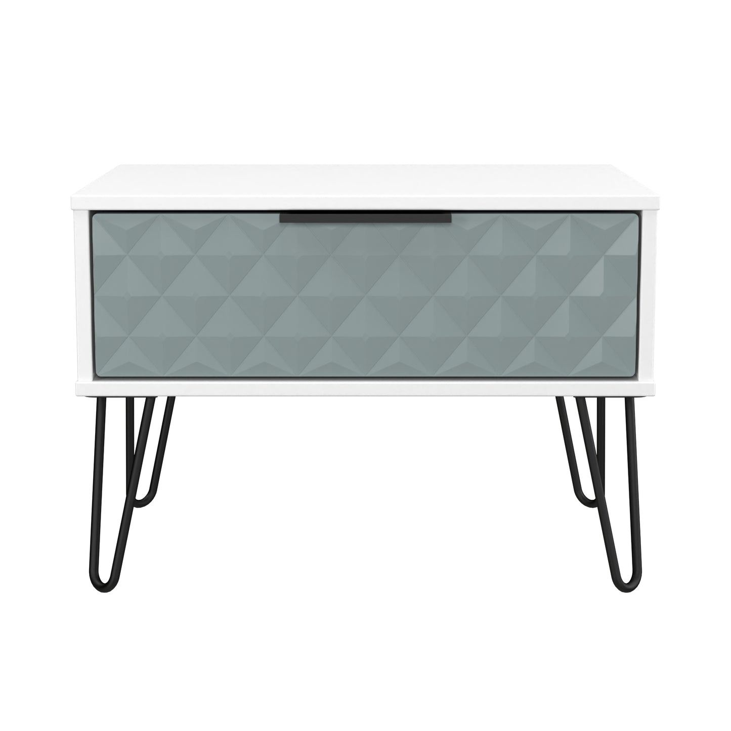 Harlequin Side Table Teal & White 1 Drawer 58cm