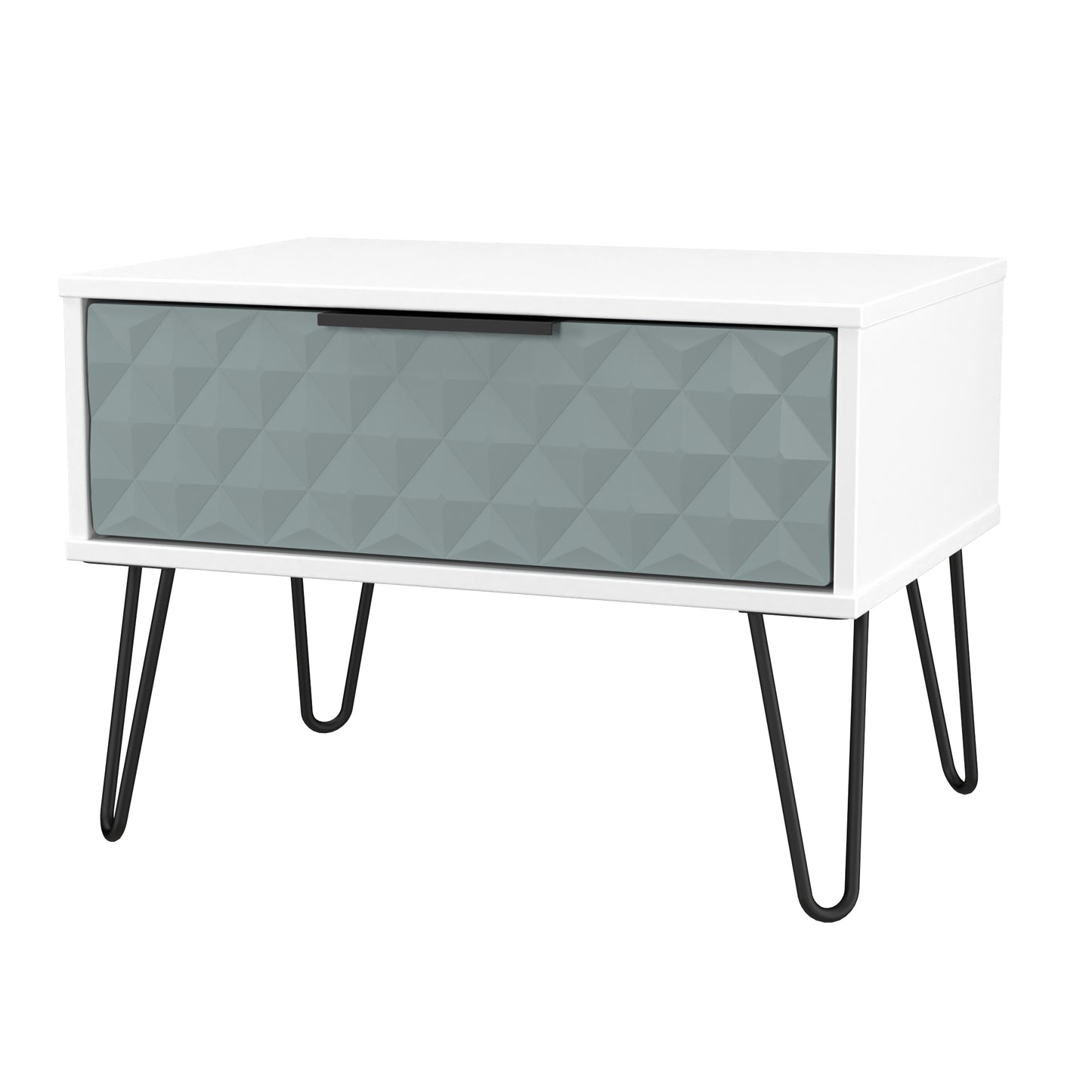 Harlequin Side Table Teal & White 1 Drawer 58cm