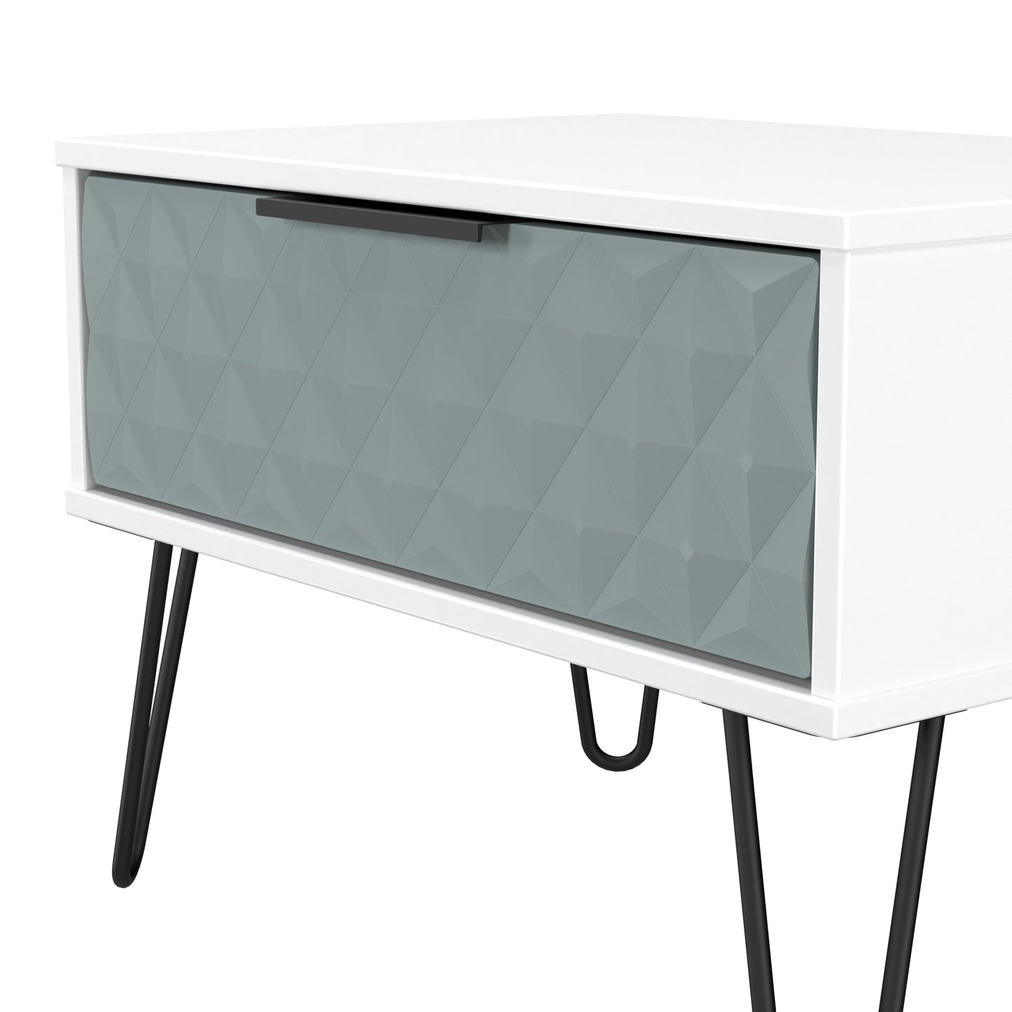 Harlequin Side Table Teal & White 1 Drawer 58cm