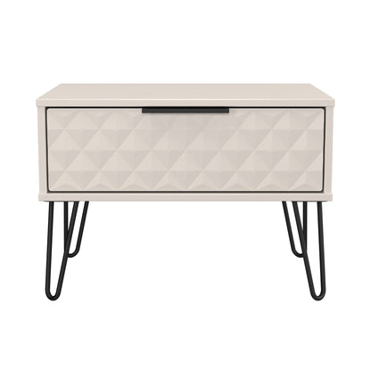 Harlequin Side Table Off-White 1 Drawer 58cm