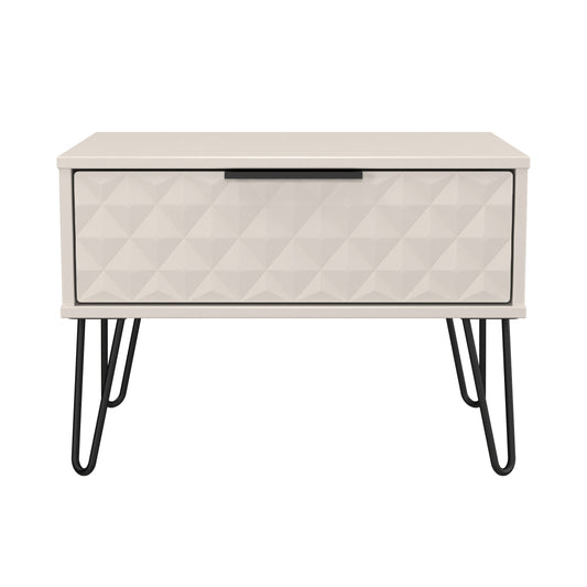 Harlequin Side Table Off-White 1 Drawer 58cm