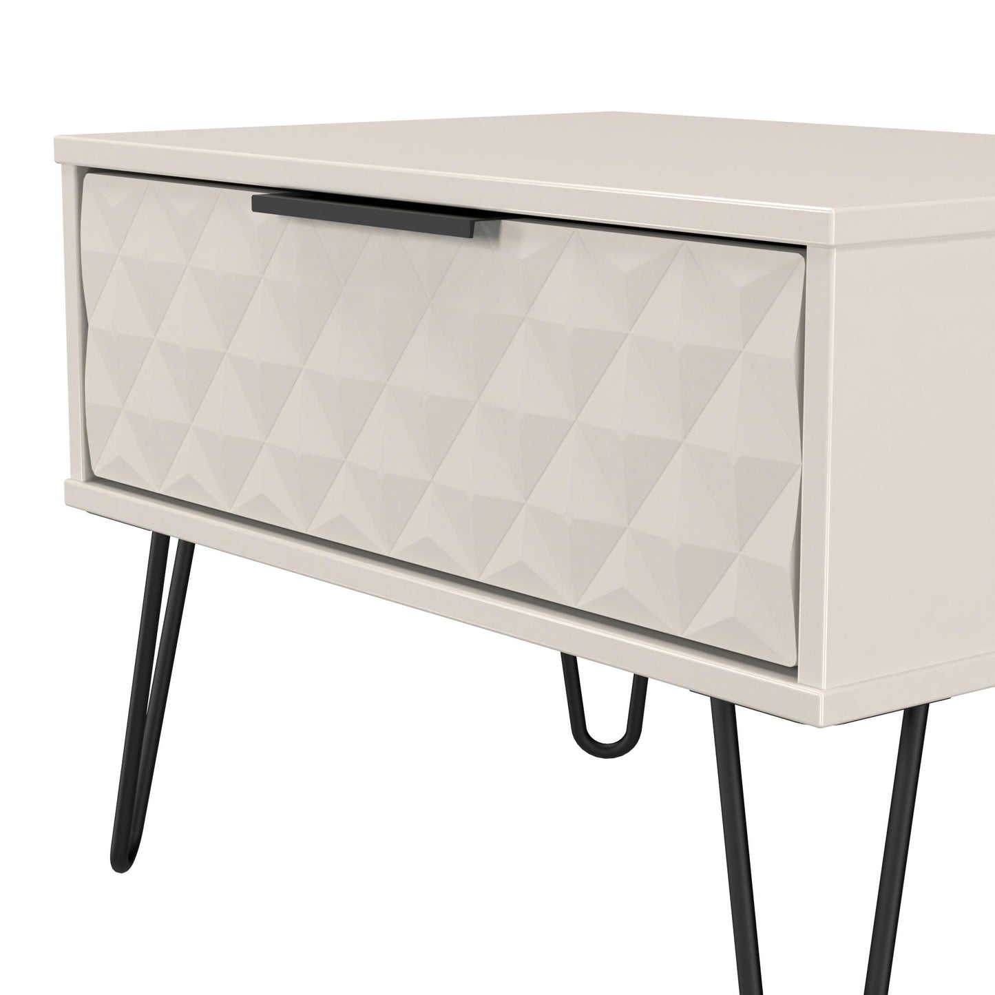Harlequin Side Table Off-White 1 Drawer 58cm