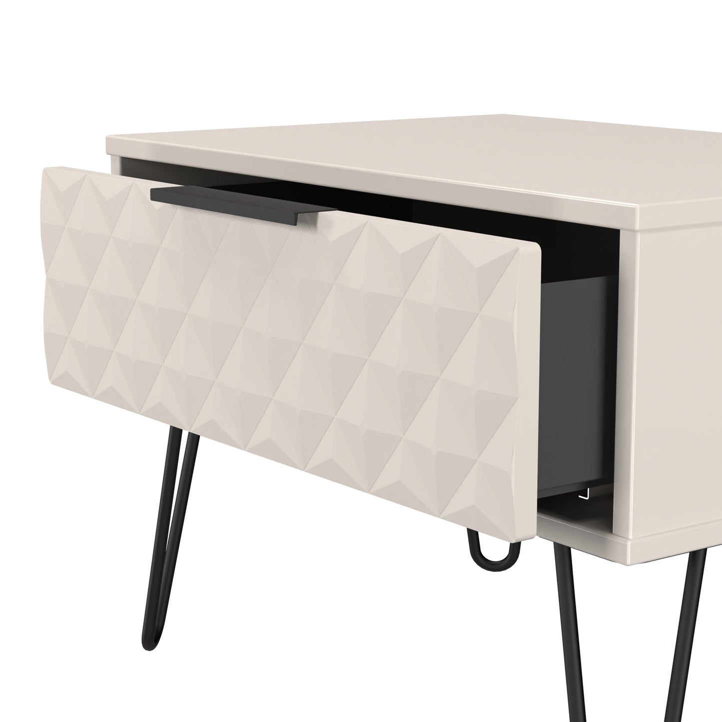 Harlequin Side Table Off-White 1 Drawer 58cm