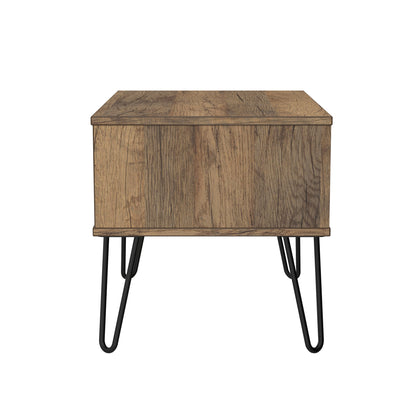 Harlequin Side Table White & Oak 1 Drawer 58cm