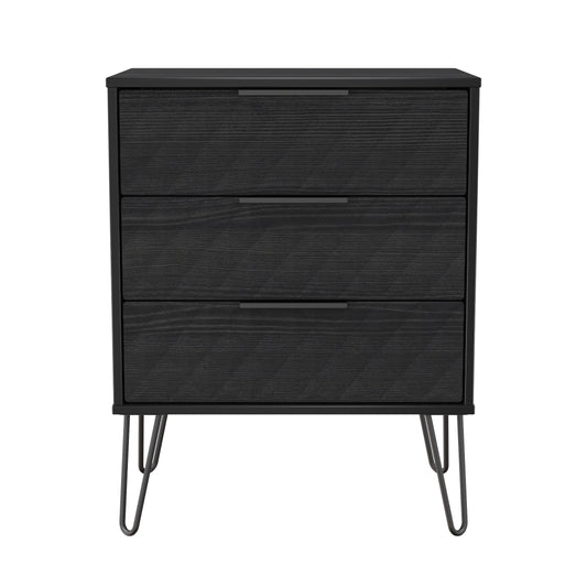 Harlequin Chest of Drawers Black 3 Drawers 76cm