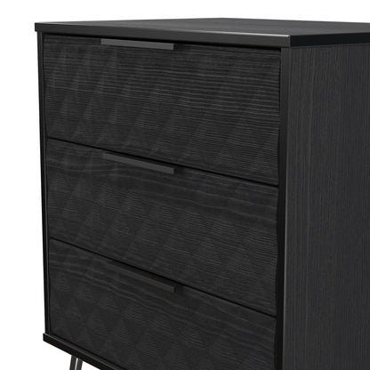 Harlequin Chest of Drawers Black 3 Drawers 76cm
