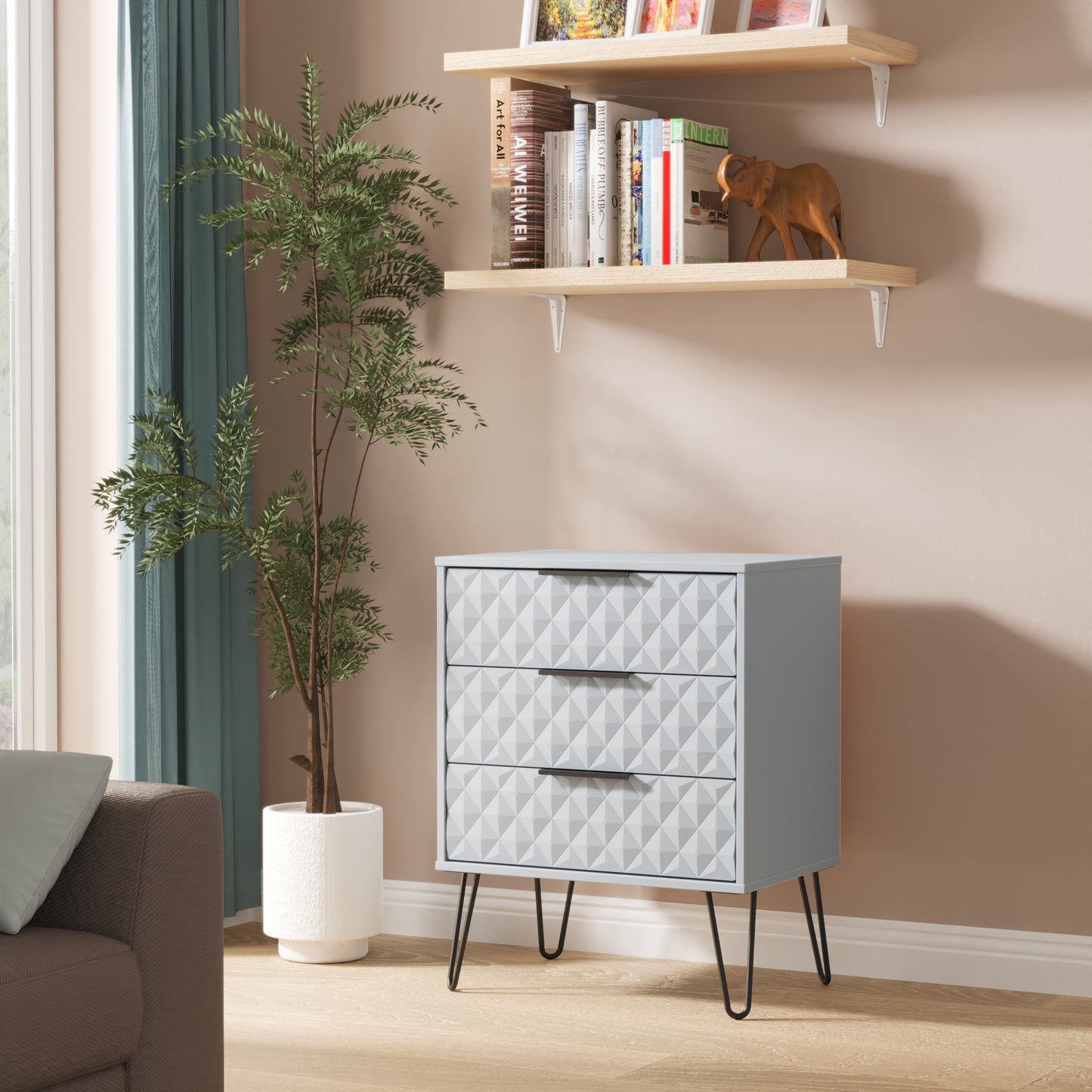Harlequin Chest of Drawers Light Blue 3 Drawers 76cm