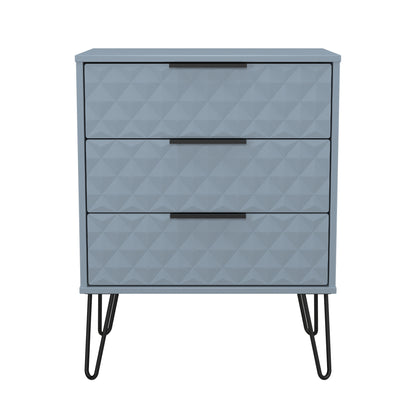 Harlequin Chest of Drawers Light Blue 3 Drawers 76cm