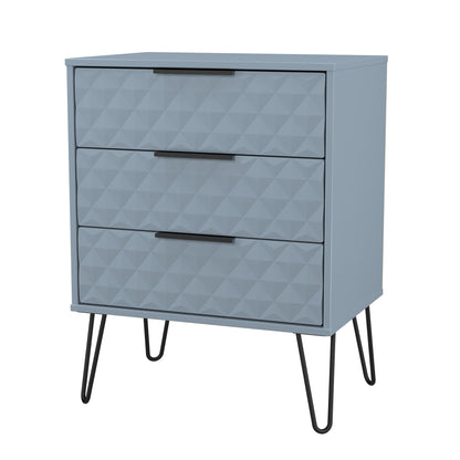 Harlequin Chest of Drawers Light Blue 3 Drawers 76cm