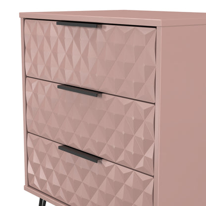 Harlequin Chest of Drawers Pink 3 Drawers 76cm