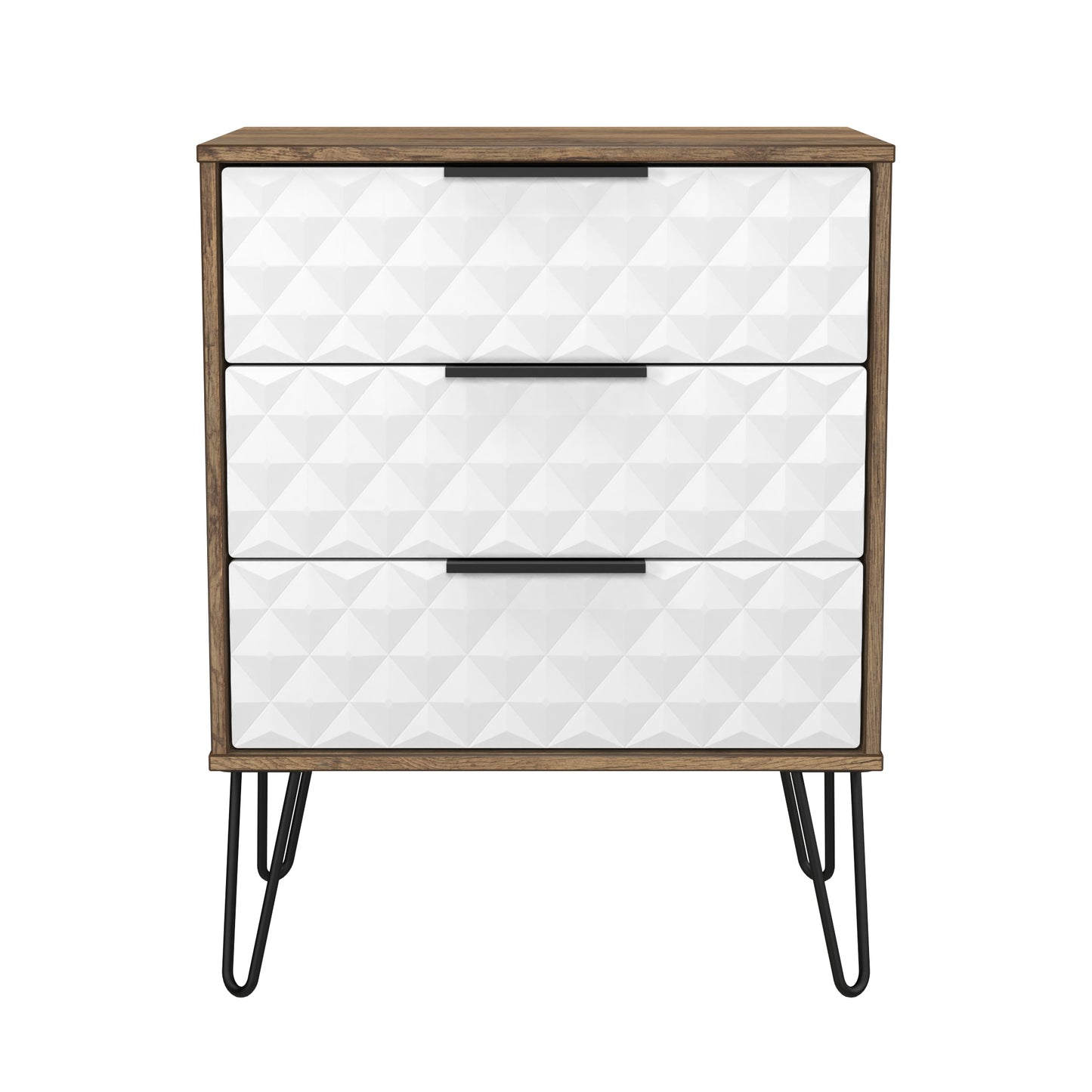 Harlequin Chest of Drawers White & Oak 3 Drawers 76cm