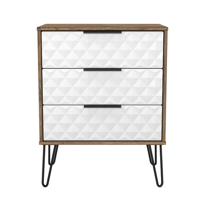Harlequin Chest of Drawers White & Oak 3 Drawers 76cm