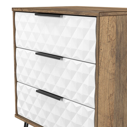 Harlequin Chest of Drawers White & Oak 3 Drawers 76cm