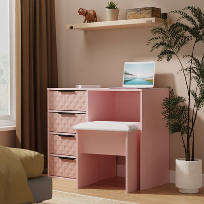 Harlequin Desk Pink 4 Drawers 97cm