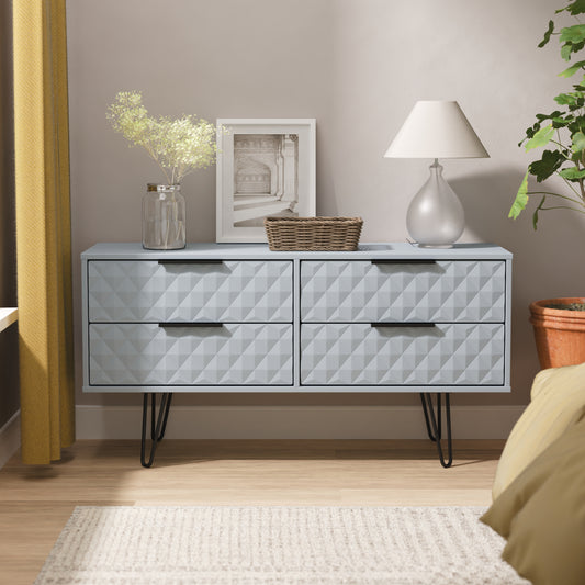 Harlequin Large Chest of Drawers Light Blue 4 Drawers 115cm