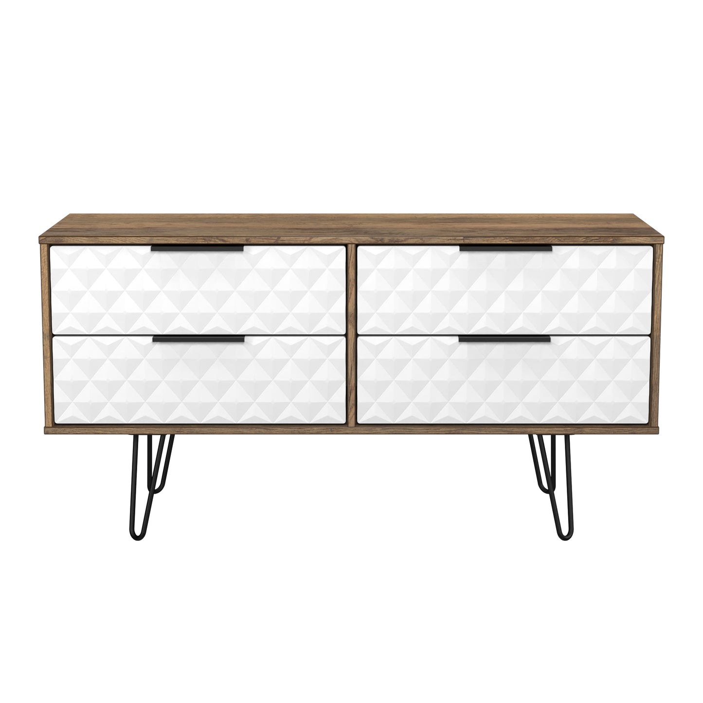 Harlequin Large Chest of Drawers White & Oak 4 Drawers 115cm