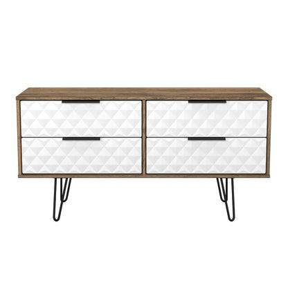 Harlequin Large Chest of Drawers White & Oak 4 Drawers 115cm