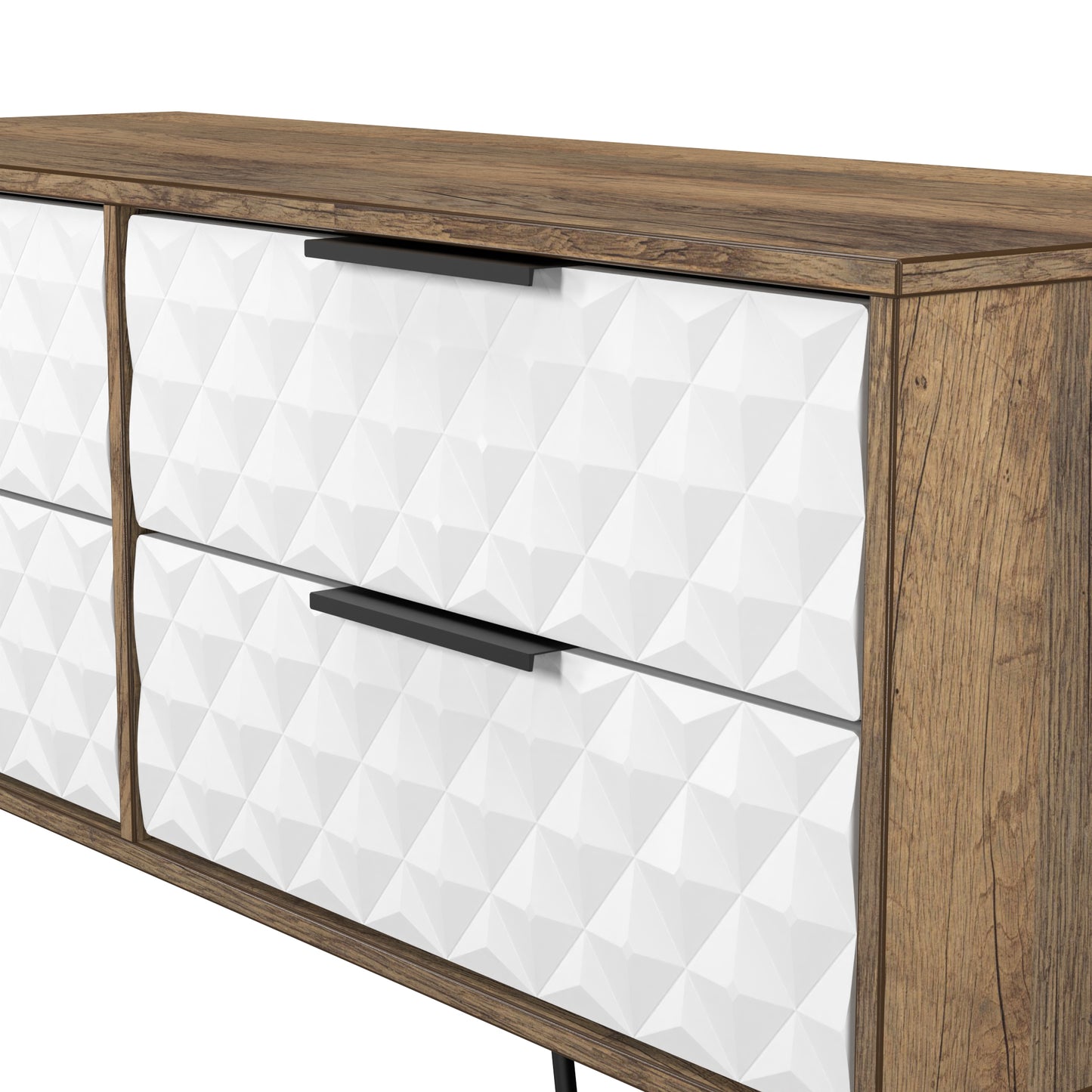 Harlequin Large Chest of Drawers White & Oak 4 Drawers 115cm