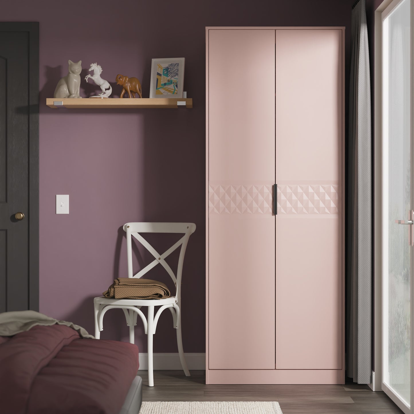 Harlequin Tall Wardrobe Pink 1 Shelf 197cm