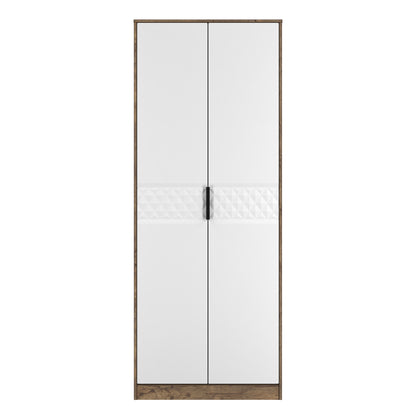 Harlequin Tall Wardrobe White & Oak 1 Shelf 197cm