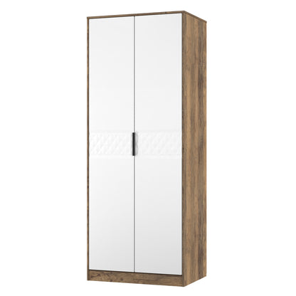 Harlequin Tall Wardrobe White & Oak 1 Shelf 197cm
