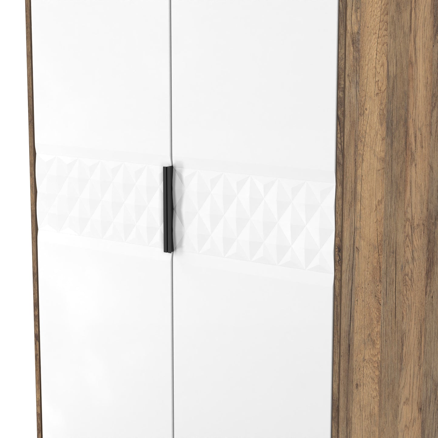 Harlequin Tall Wardrobe White & Oak 1 Shelf 197cm