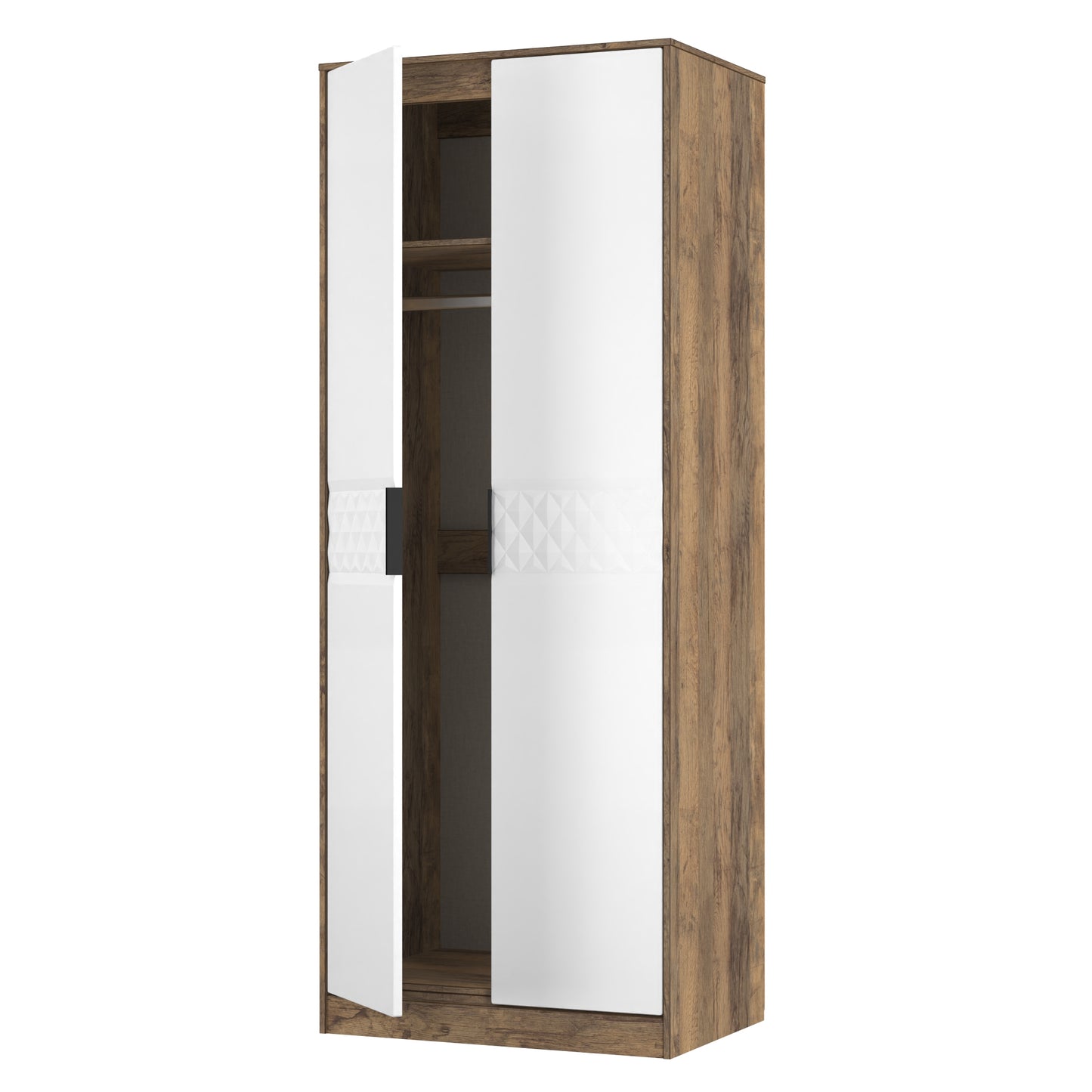 Harlequin Tall Wardrobe White & Oak 1 Shelf 197cm